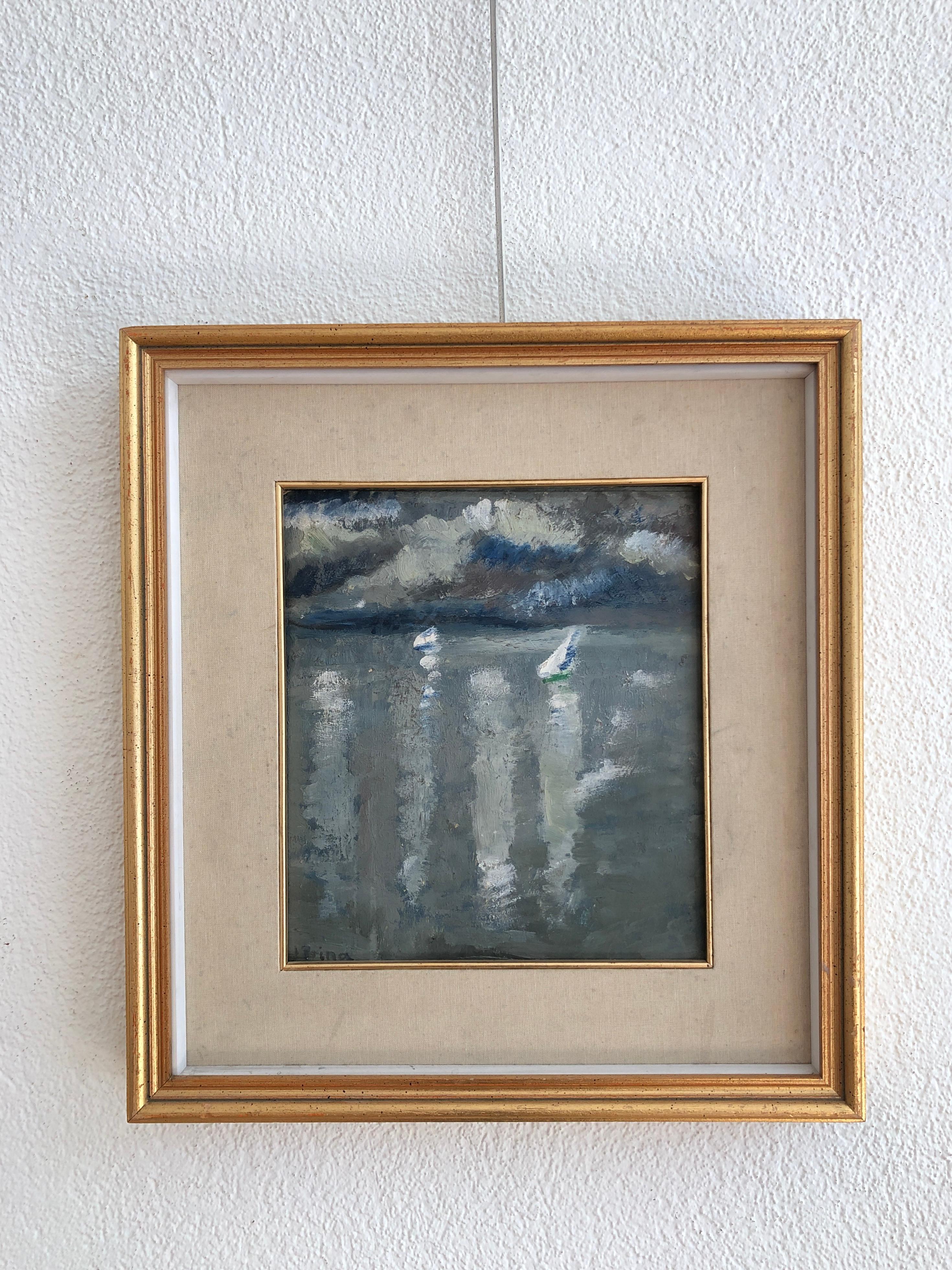 Barche a vela sul lago - Painting di André Julien Prina