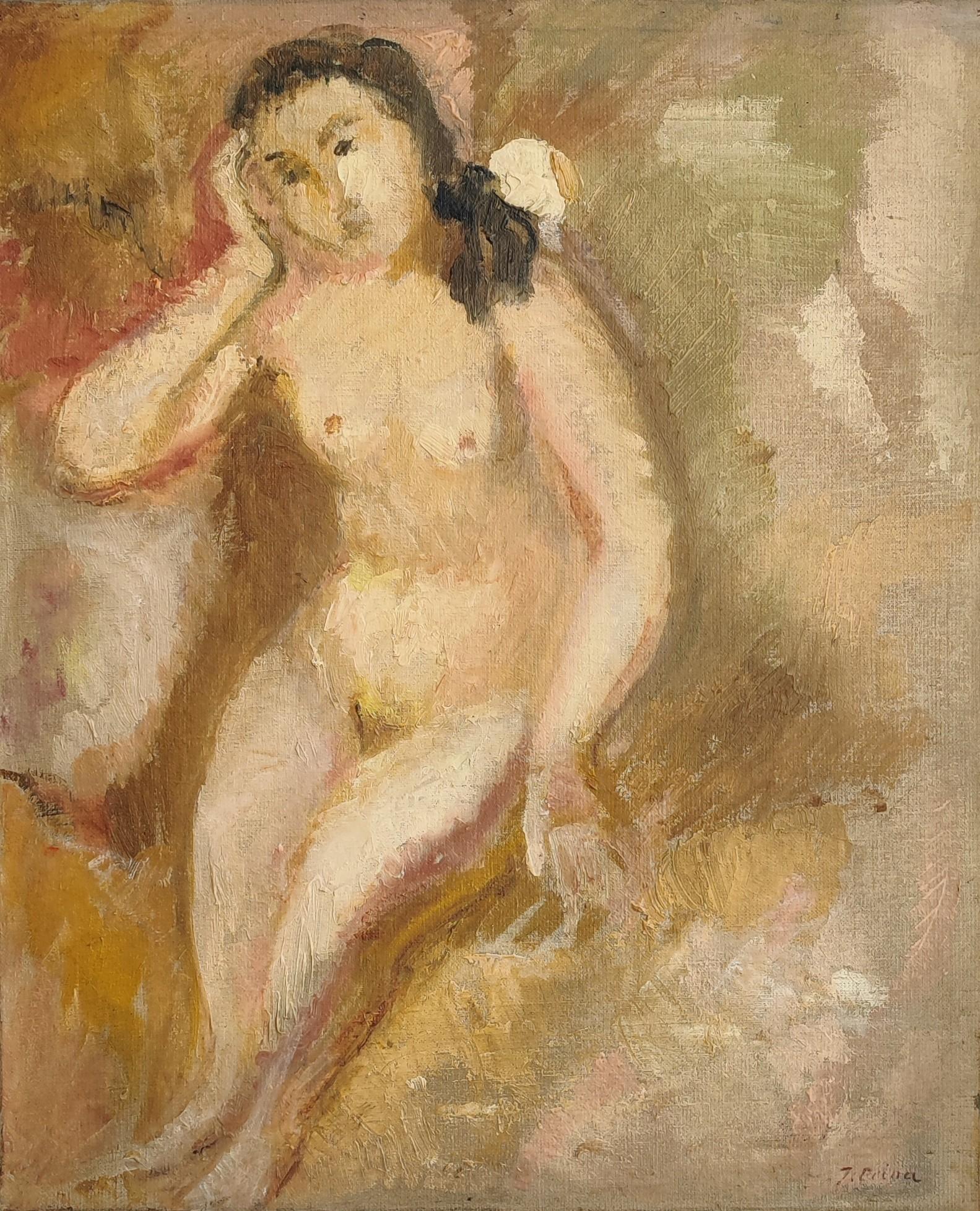 Nude Painting André Julien Prina - Jeune femme posant nue
