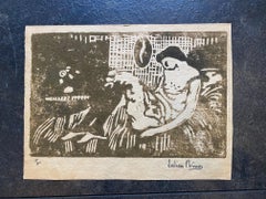 La femme allongée de Julien Prina - gravure sur papier 18 x 24 cm