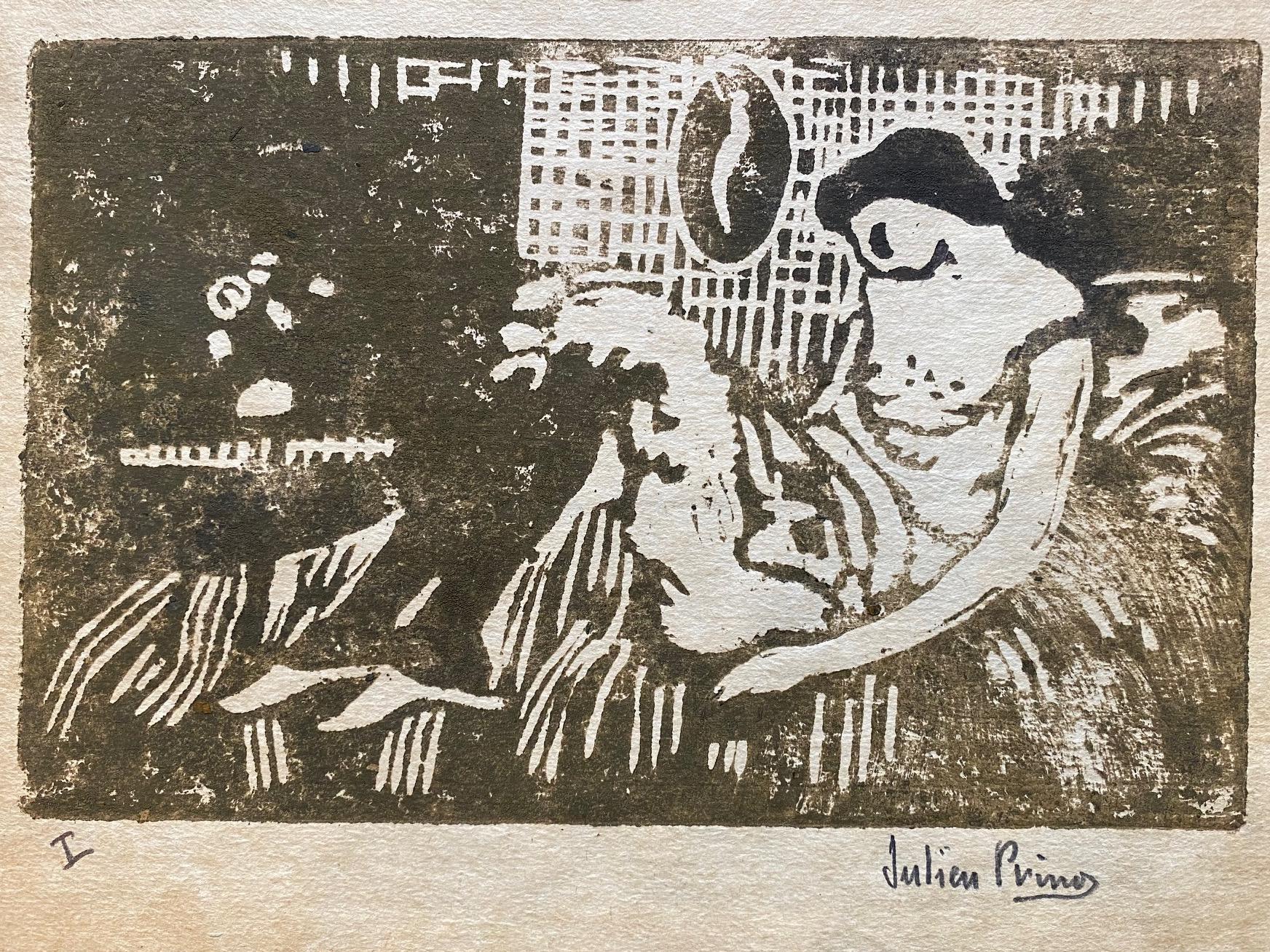 Reclining woman by Julien Prina - engraving on paper 18x24 cm