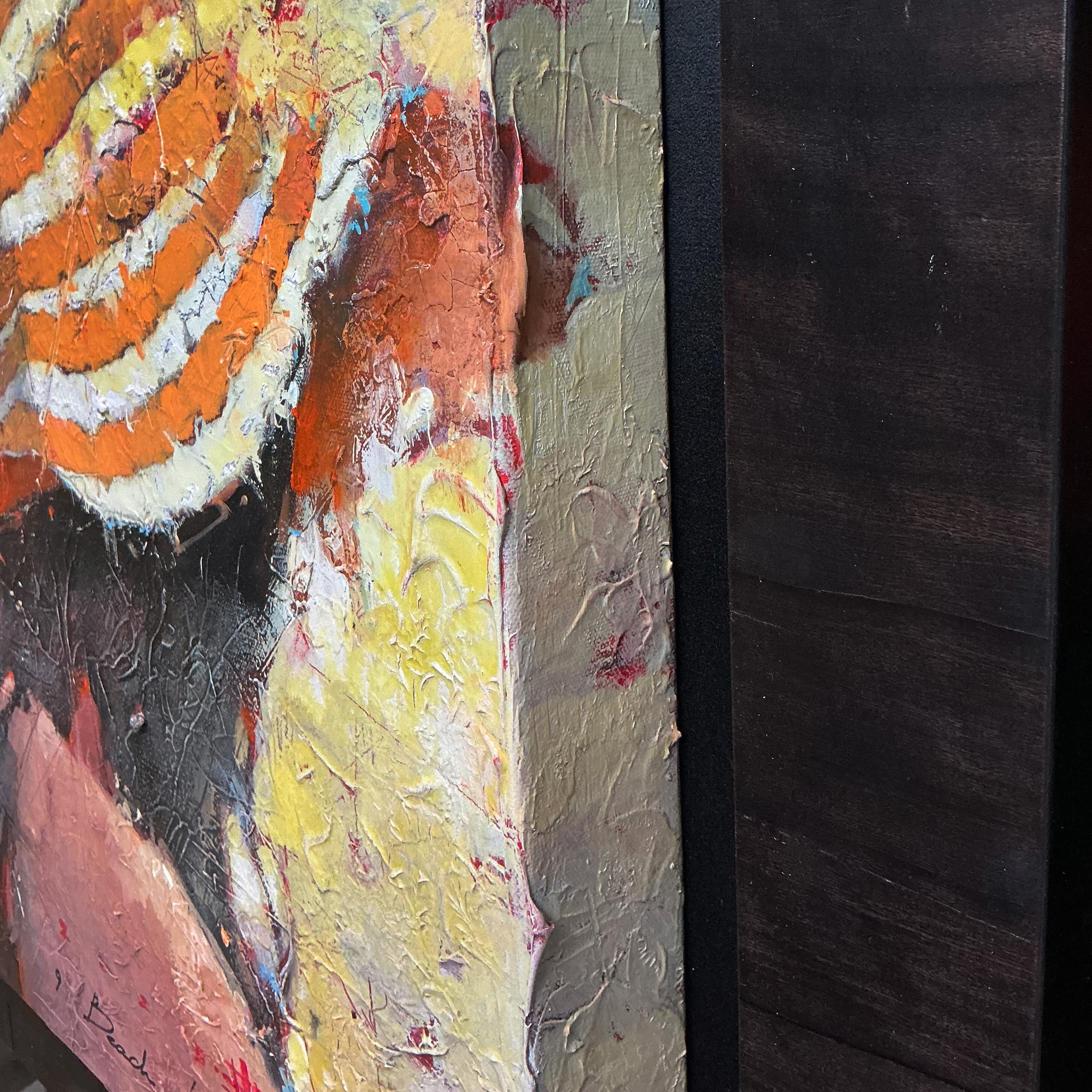 The Beach Hat, Oil, Impressionist, Contemporary Figurative Original Andre Kohn For Sale 2