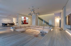 Woman Red Dress Red Hat Wine  Giclee Print Canvas 48x48, Limited Edition of 95