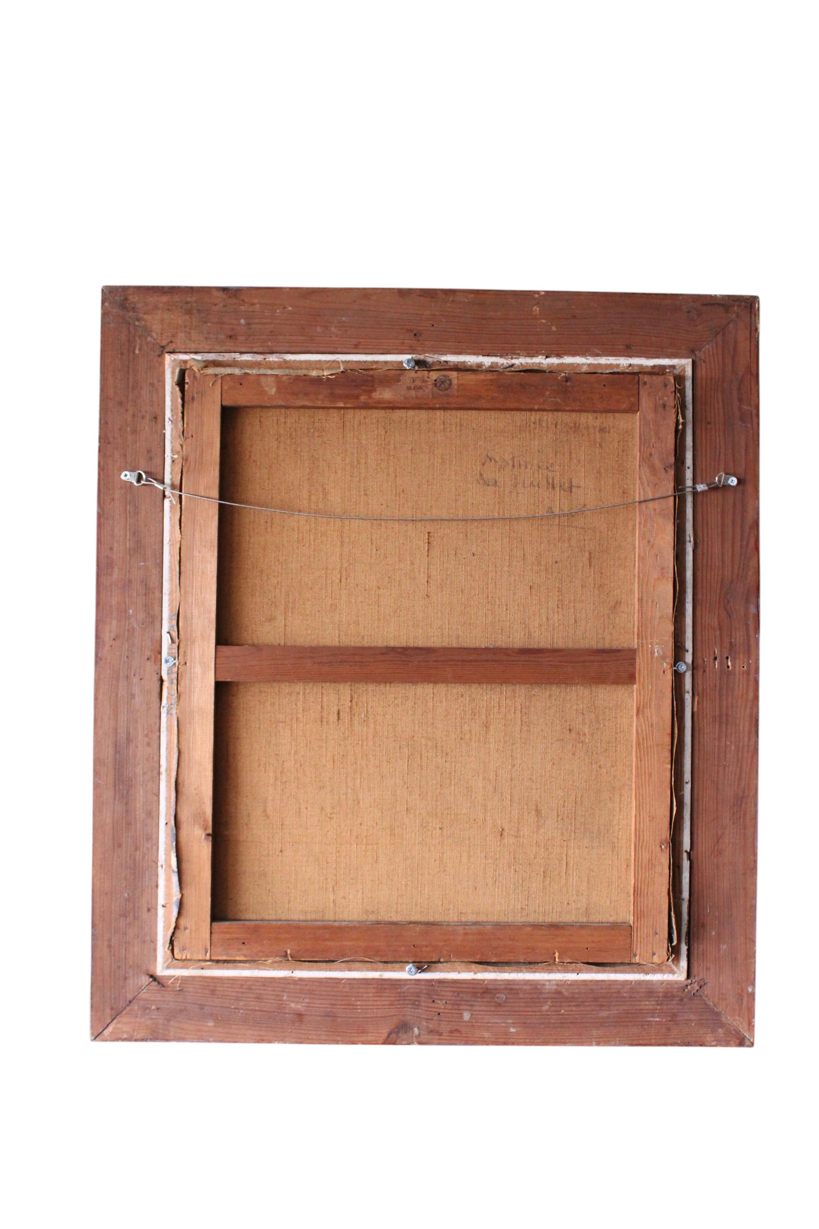 Vintage Französisch post-impressionistischen Interieur Balkon Ölgemälde auf Leinwand im Angebot 8
