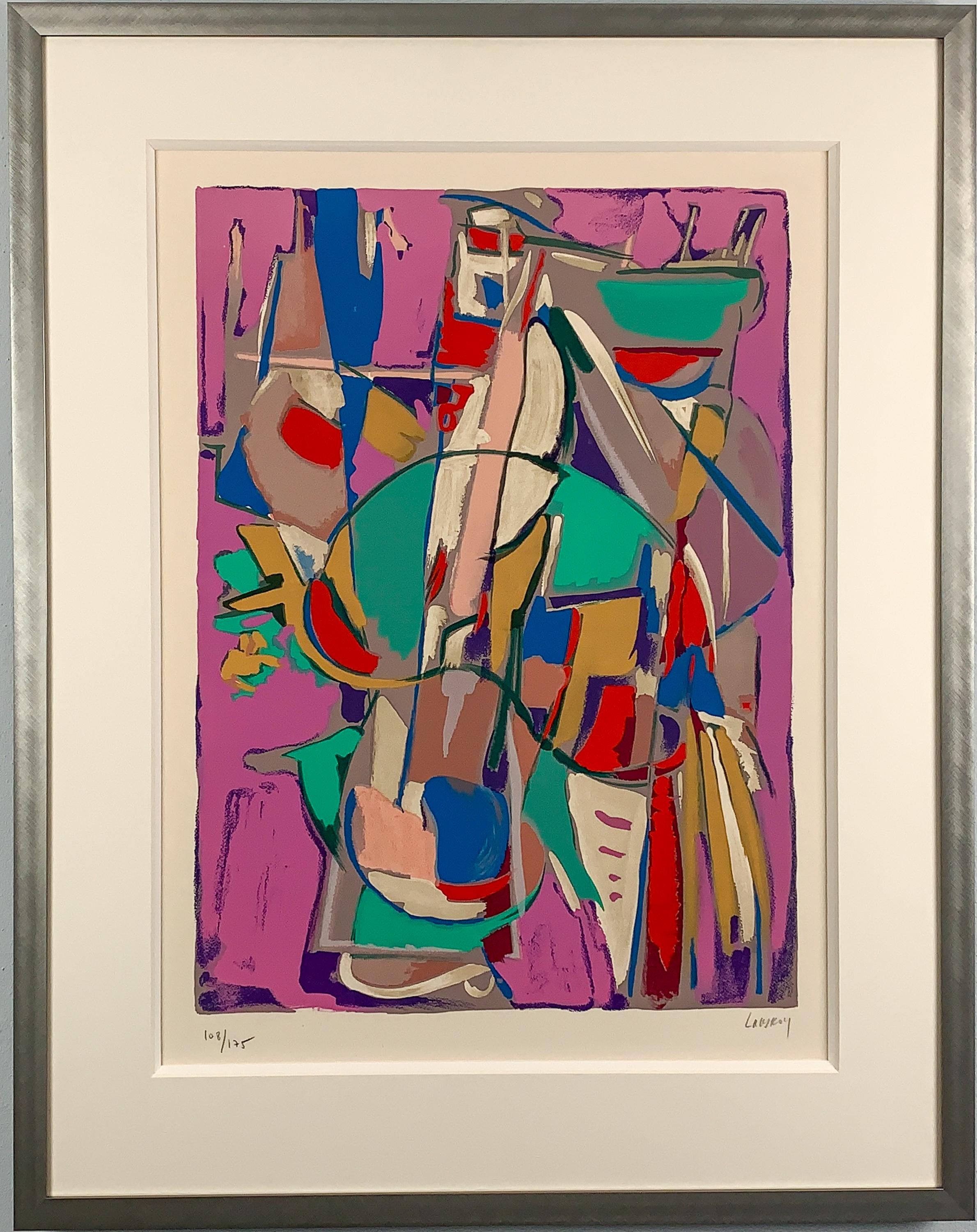 Modern André Lanskoy, Abstract Composition, Lithograph on Arches Paper, Framed