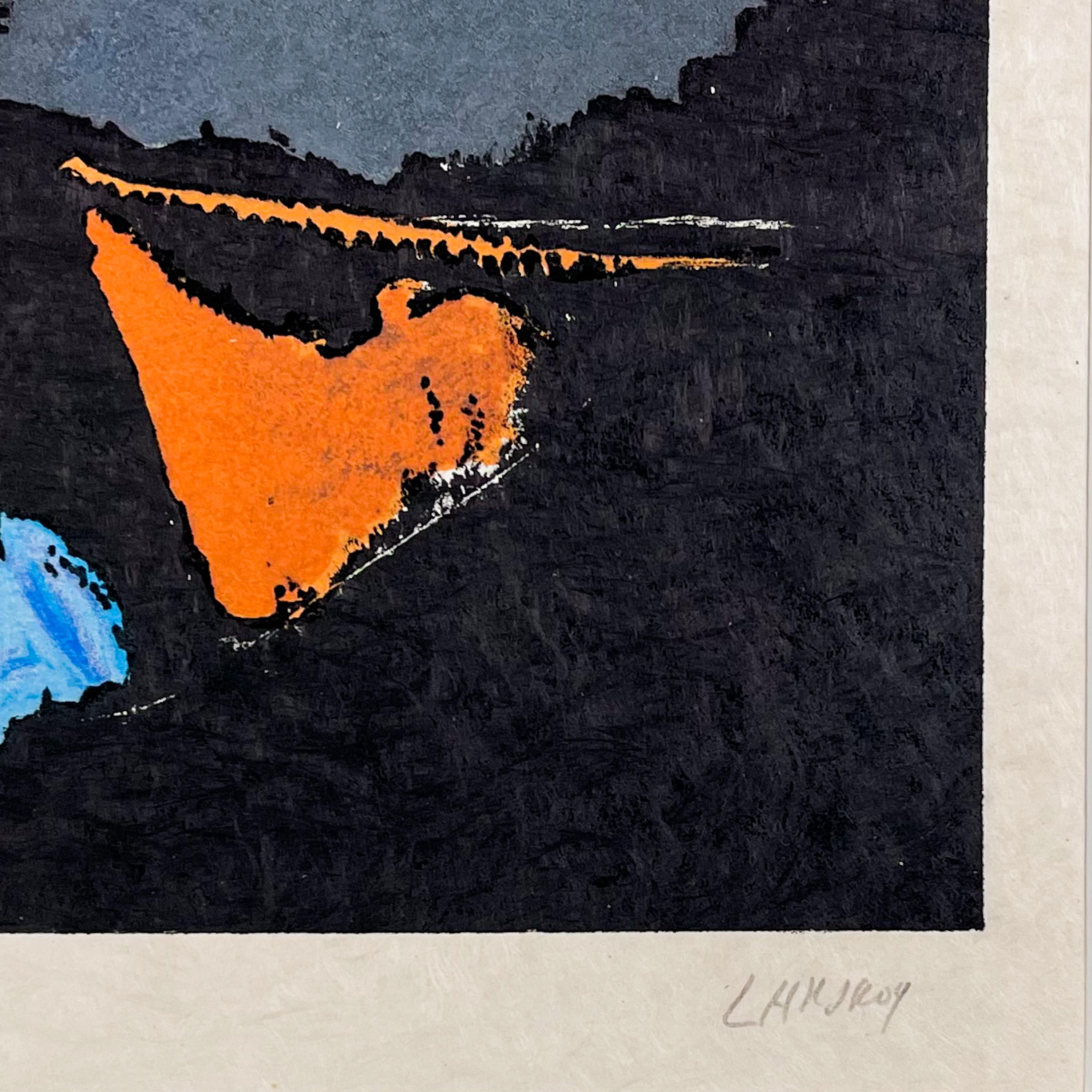French André Lanskoy, Abstract Expressionist Composition, Lithograph, pink blue & black For Sale