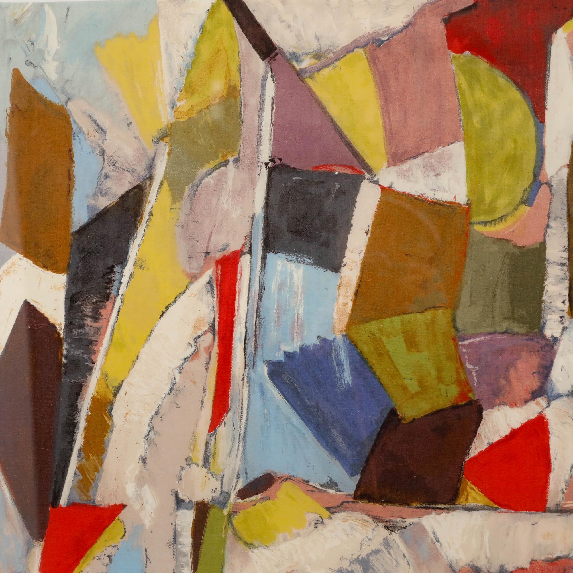 A striking hand-pulled lithograph by Andre Lanskoy (1902-1976). Beautifully mounted in a solid oak frame behind glass. Signed within the print to the lower right. On linen. Image size: 58.5 x 70cm.