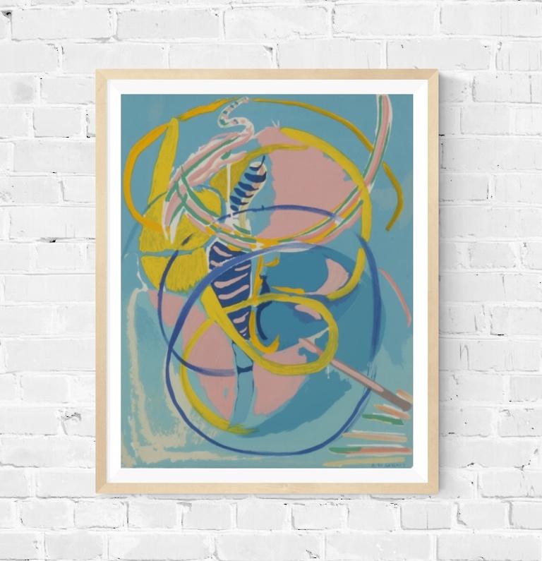 Andre Lanskoy Abstract Limited Edition Signed Print from La Genese - Blue Abstract Print by André Lanskoy