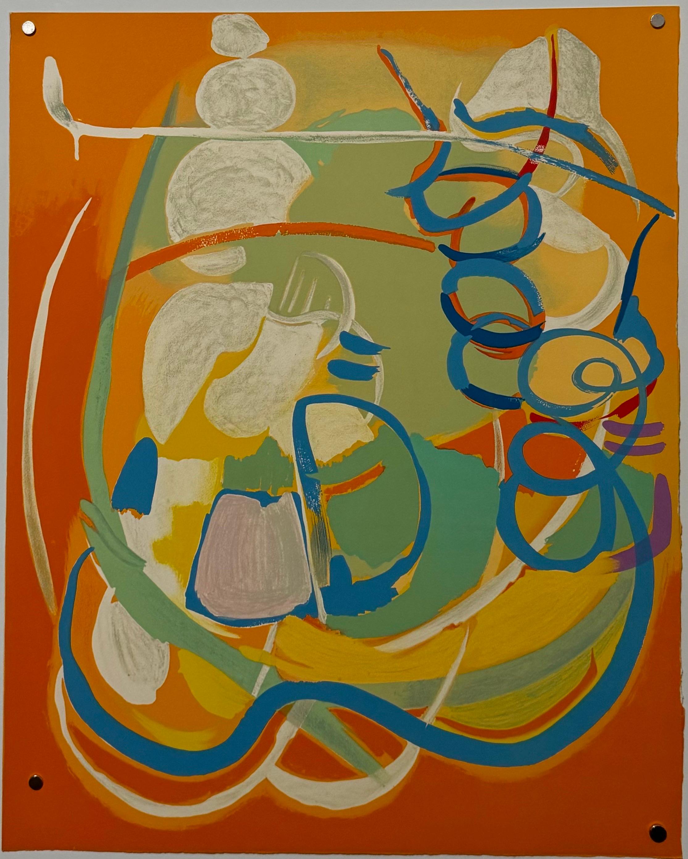 André Lanskoy Figurative Print - Andre Lanskoy Dada Lithograph Mourlot Calligraphic French Poetry Brut Abstract