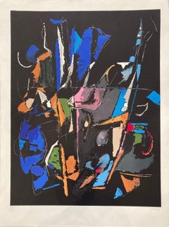 Composition abstraite sur fond noir
