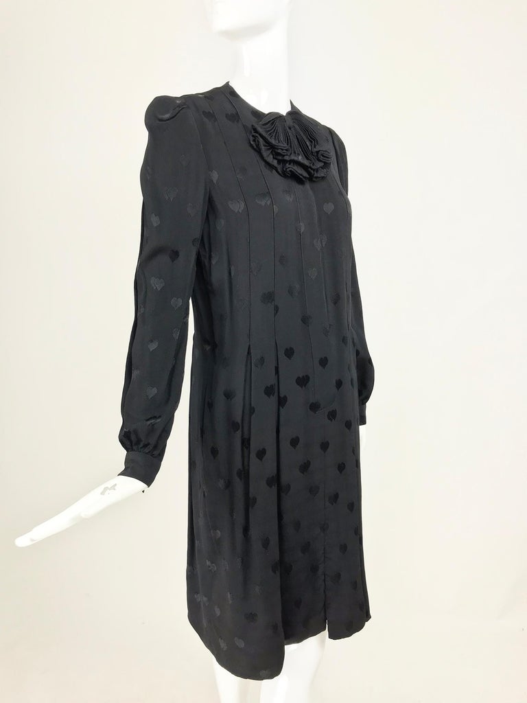 Andre' Laug black silk jacquard woven hearts dress 1970s For Sale at ...