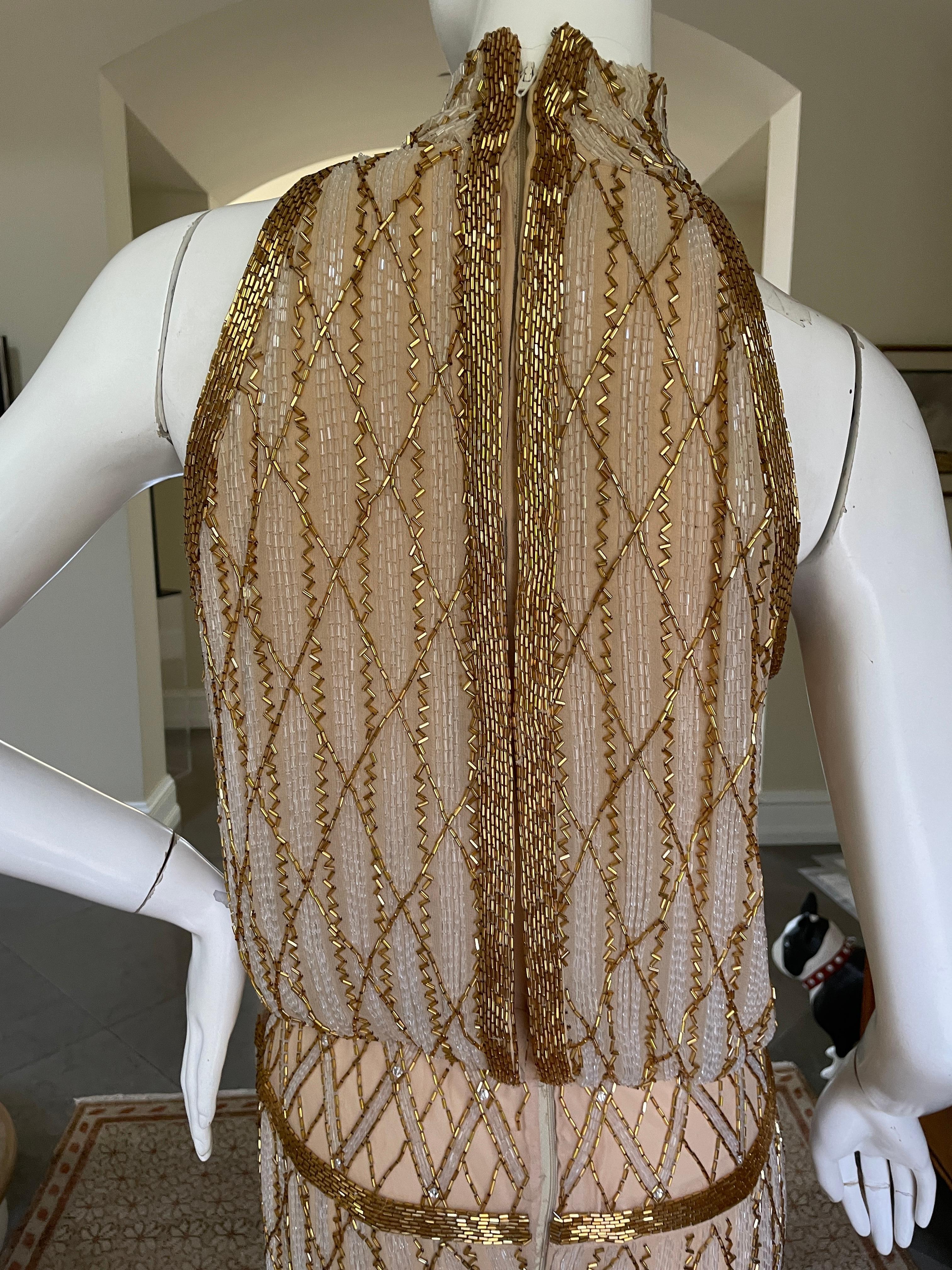 Andre Laug for Audrey Rome 1980's Gold Beaded Cocktail Dress   For Sale 3