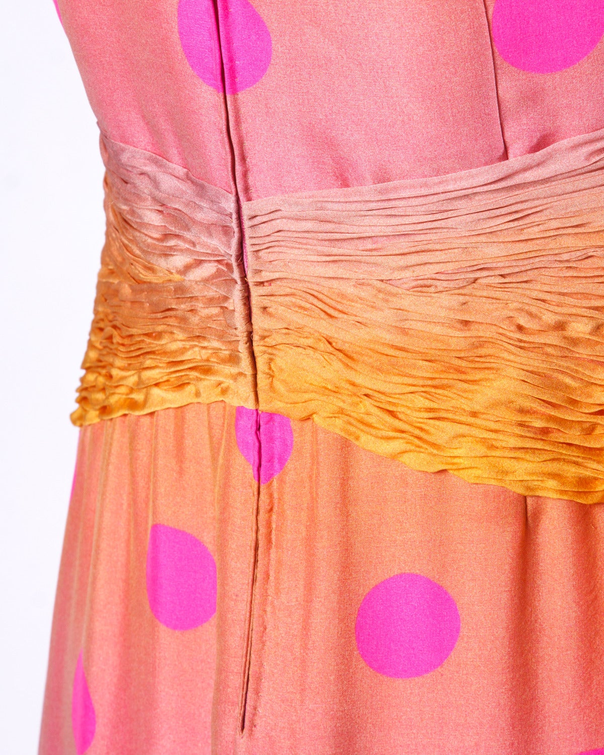 Andre Laug Numbered Couture Vestido de noche/vestido de seda de lunares ombre vintage en venta 1
