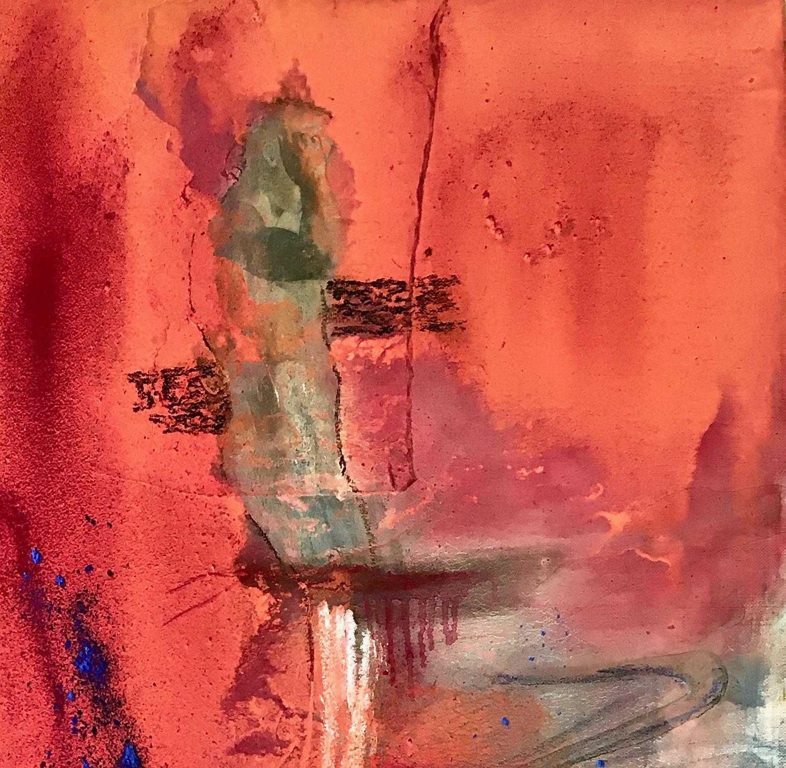Eruption - Orange Abstract Painting by Andre Laurenti