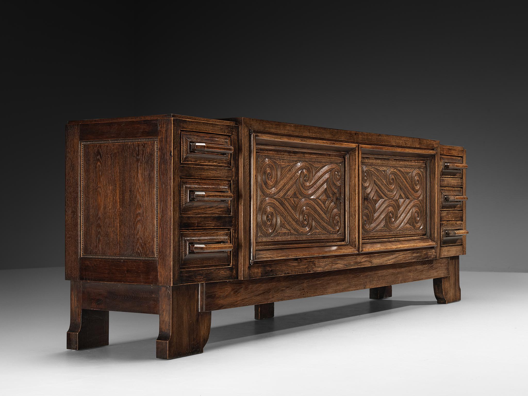 André Le Picard Sideboard in Oak 1930s For Sale 1