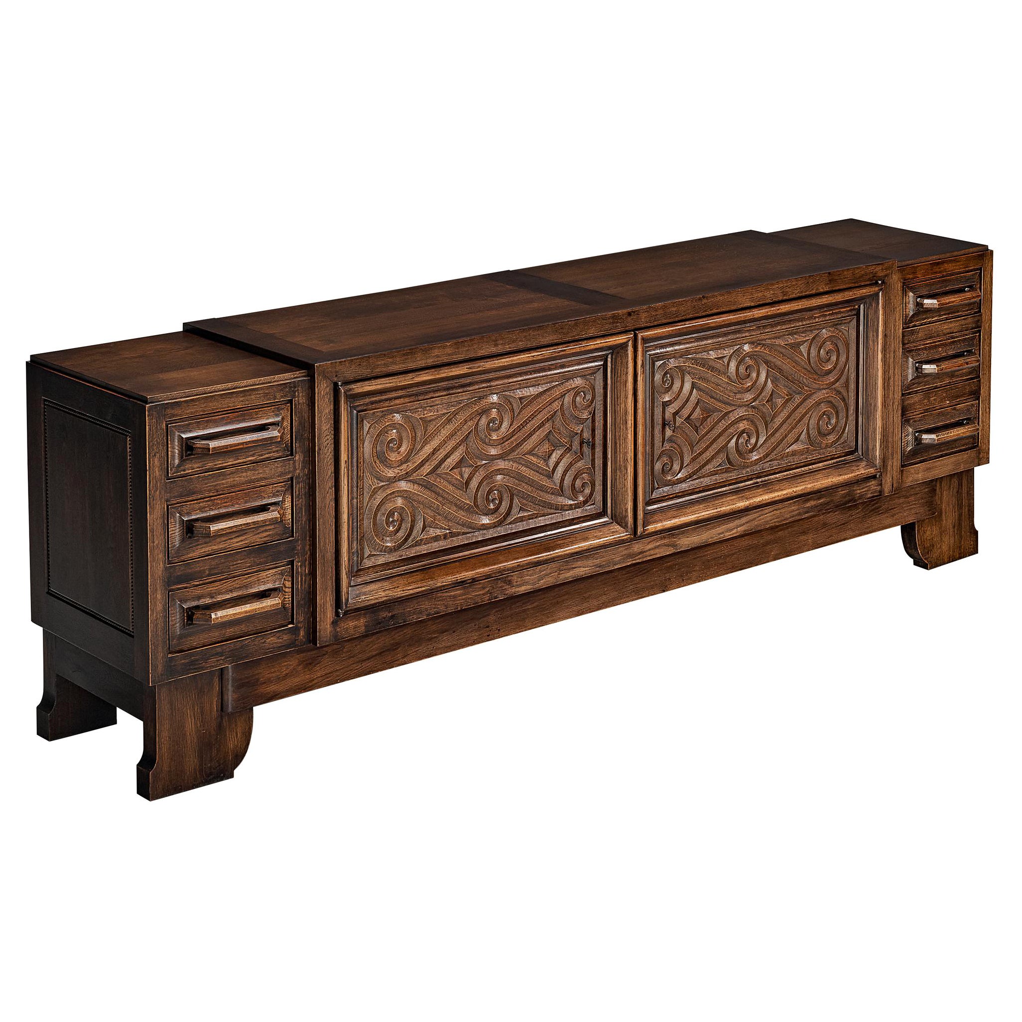 André Le Picard Sideboard in Oak 1930s For Sale