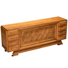 André Le Picard Sideboard in Solid Oak 1930s