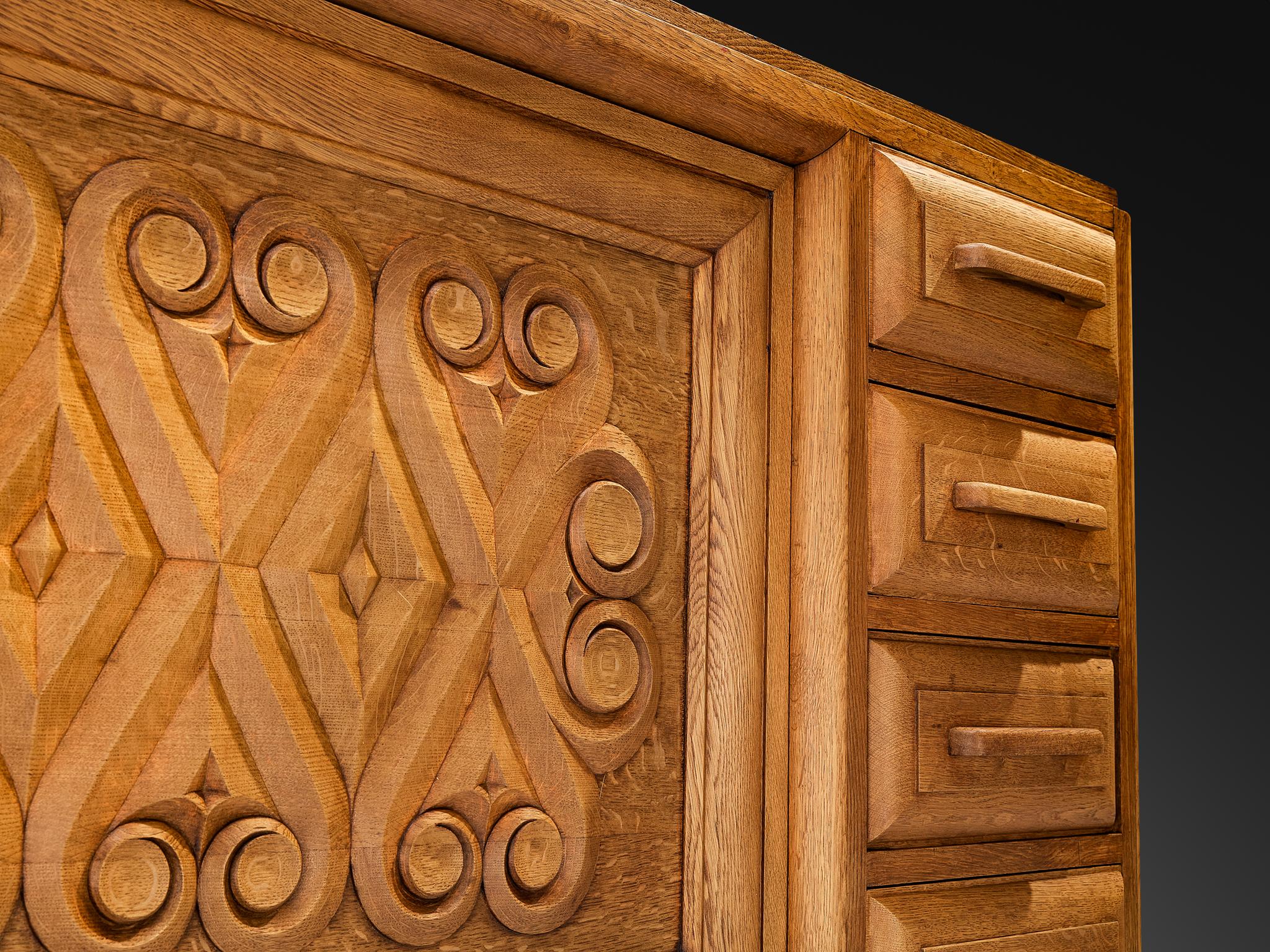 French André Le Picard Sideboard in Solid Oak 1930s For Sale