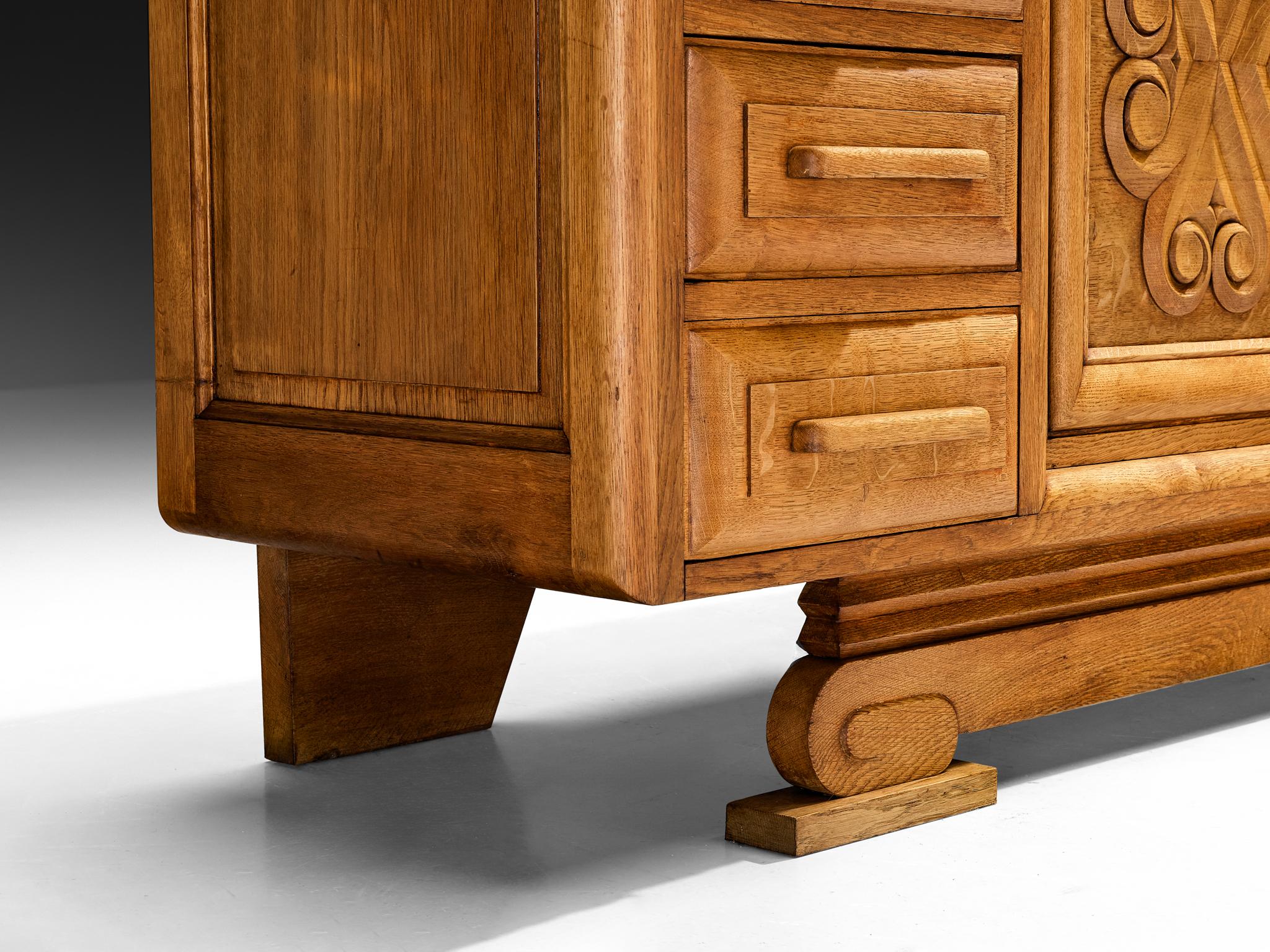 Mid-20th Century André Le Picard Sideboard in Solid Oak 1930s For Sale