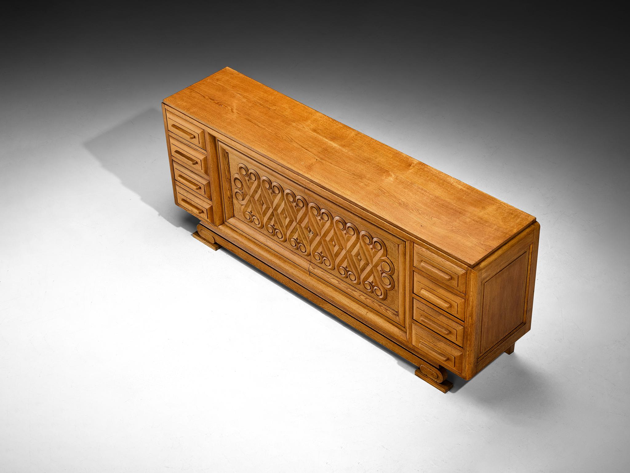 André Le Picard Sideboard in Solid Oak 1930s For Sale 1