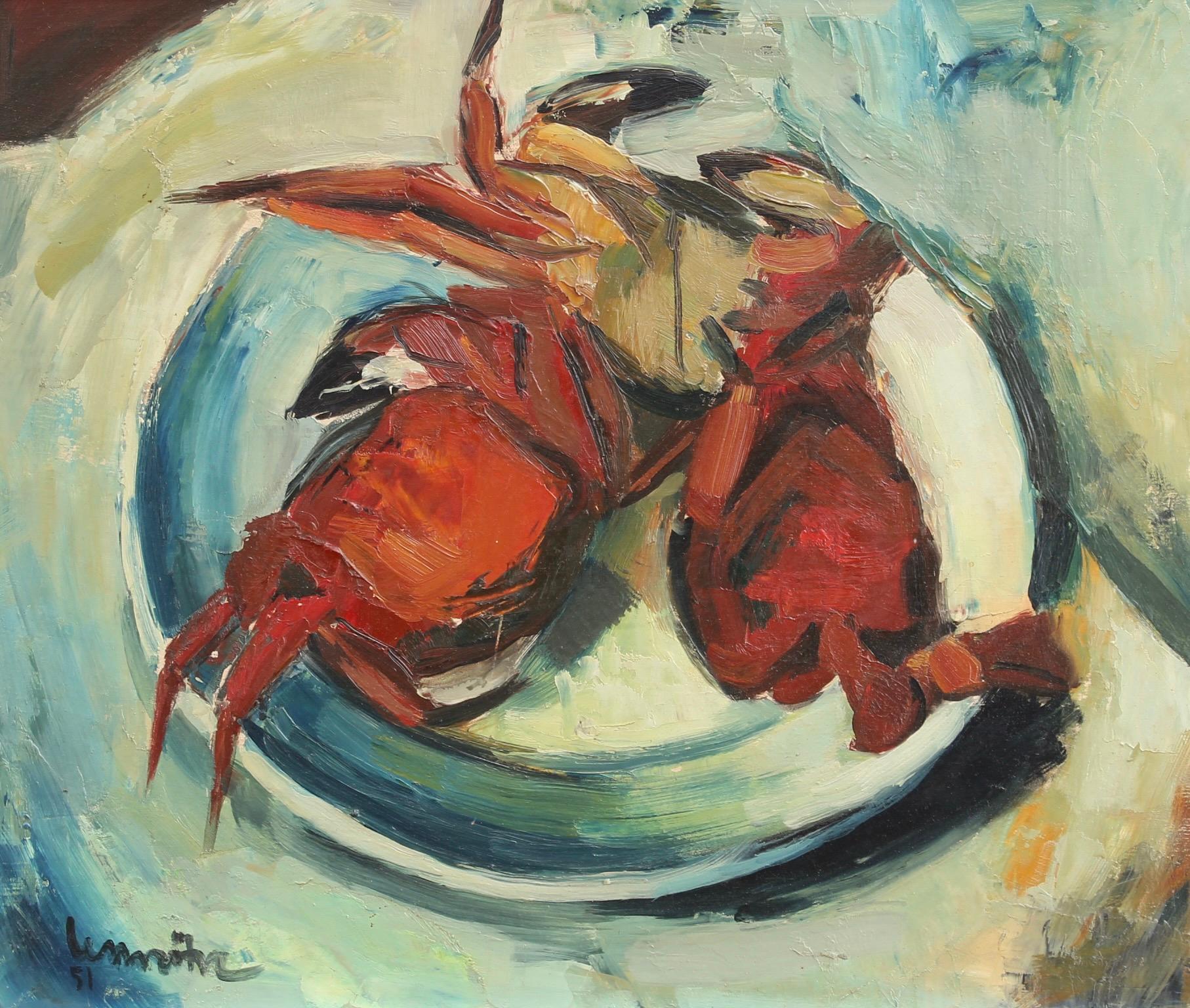 Still Life with Crab - Painting by André Lemaître