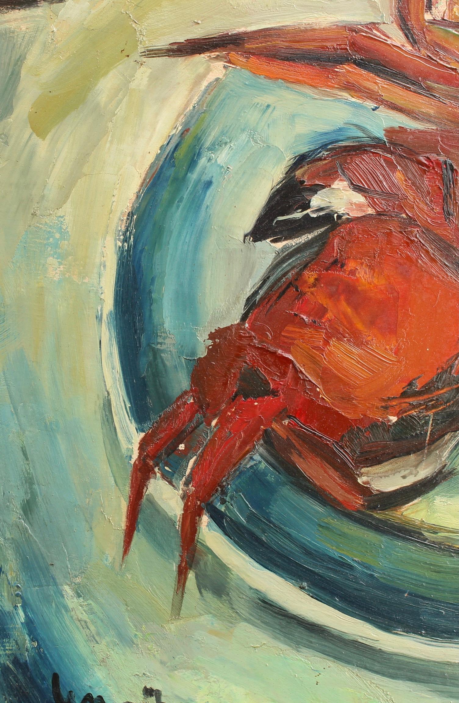 'Still Life with Crab', oil on board, by André Lemaître (1951). As an artist based in Northern France's Normandy, Lemaître painted many works in the countryside, still lifes such as this one, as well as portraits. In Normandy, overlooking the Mont