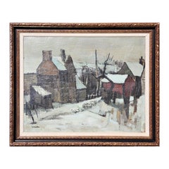 “Paysage de neige” Impressionistic Snowy Pastoral Countryside Landscape Painting