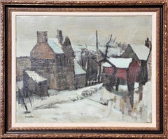 Retro “Paysage de neige” Impressionistic Snowy Pastoral Countryside Landscape Painting