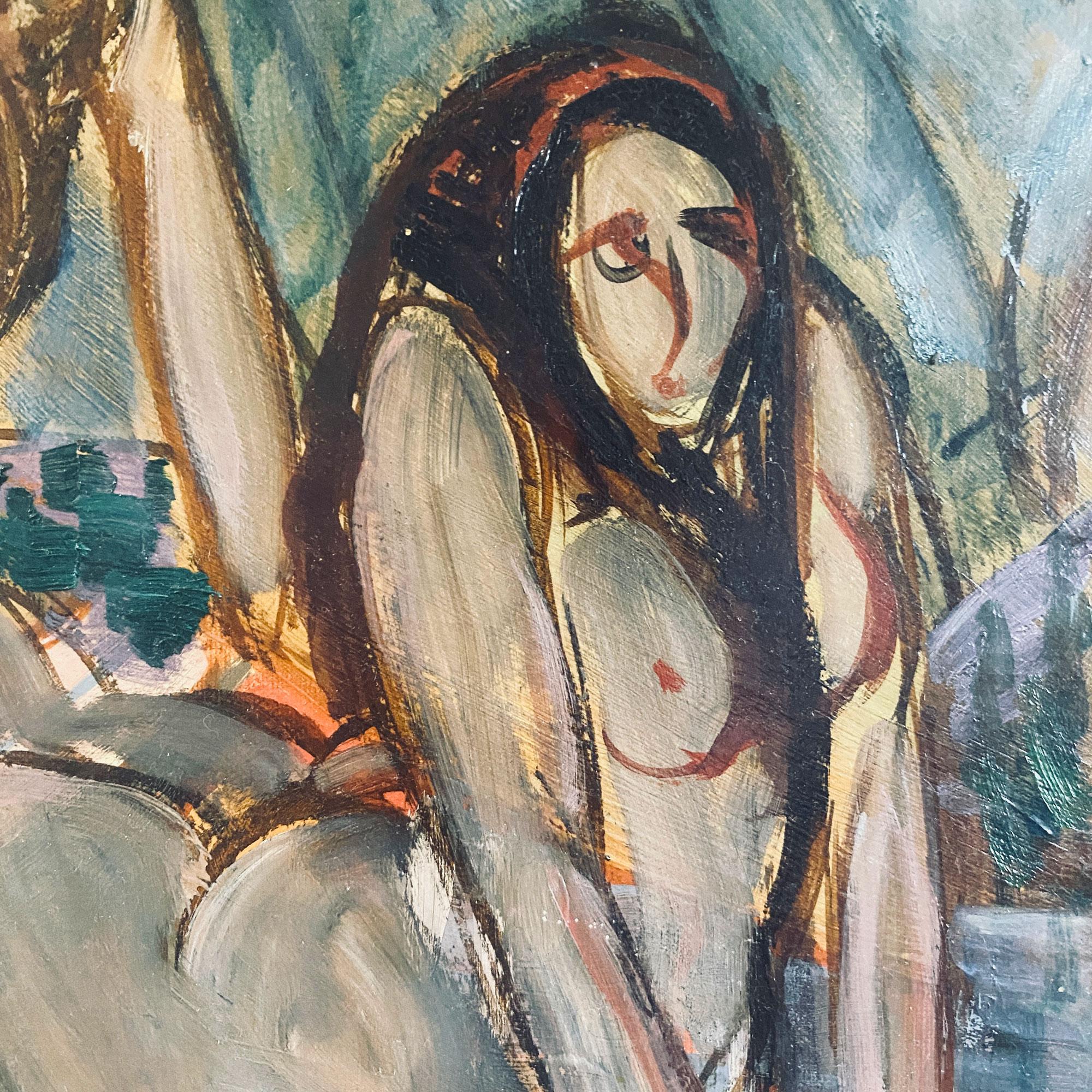 Peinture cubiste représentant des femmes nues se baignant, rappelant les baigneuses de Paul Cézanne et les baigneuses d'Henri Matisse.
André Léon Chabert était un peintre et un affichiste et publicitaire français. Il est né à Grenoble le 6 février