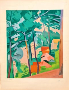 Cubiste Landscape, Les Arbres au Piquey, Limited Edition with Atelier Stamp