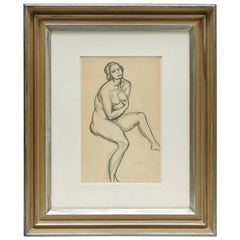 Andre Lhote Mid Century Modern 1920s Cubist Pencil Drawing - Framed 