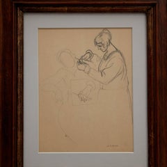 André Lhote Drawing La Coiffeuse Hand Signed, circa 1920