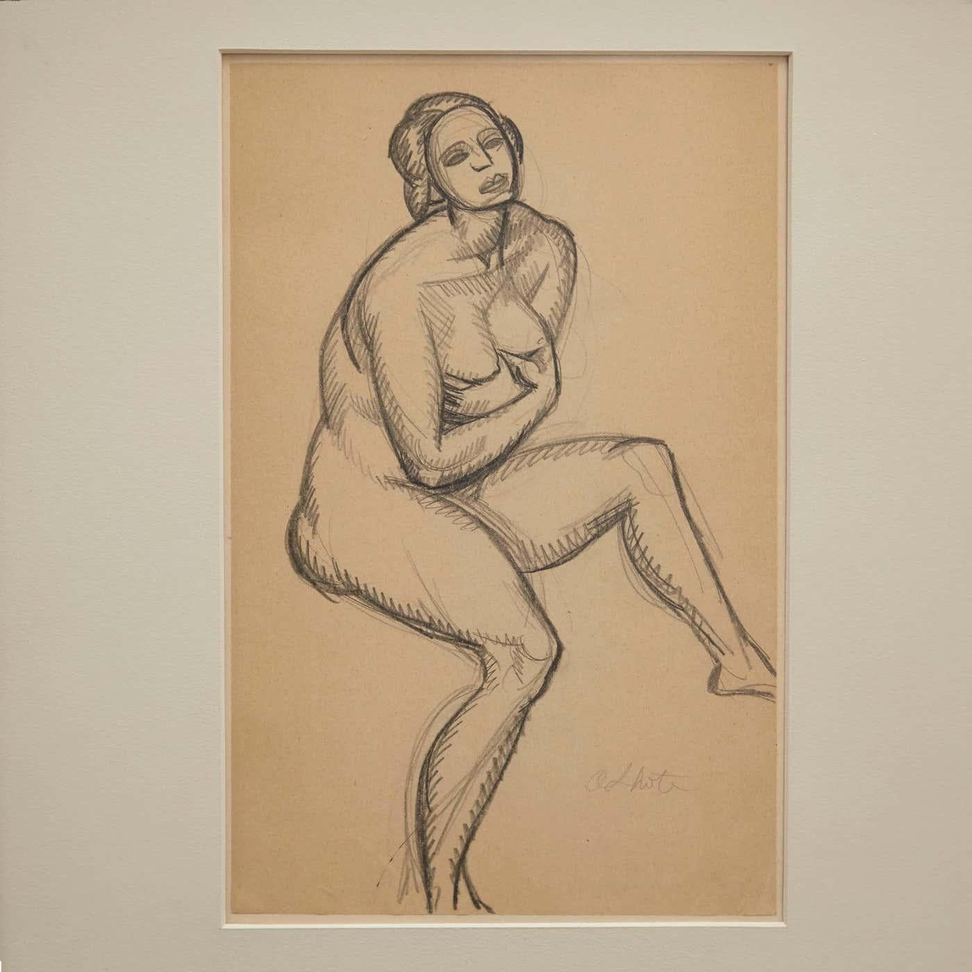 Découvrez ce dessin original au crayon signé du célèbre artiste cubiste français Andre Lhote, réalisé vers 1920. Exemple frappant de l'art moderne du milieu du siècle, cette pièce captivante illustre le talent exceptionnel de Lhote pour les
