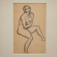 Andre Lhote Mid Century Modern 1920s Cubist Pencil Drawing - Framed