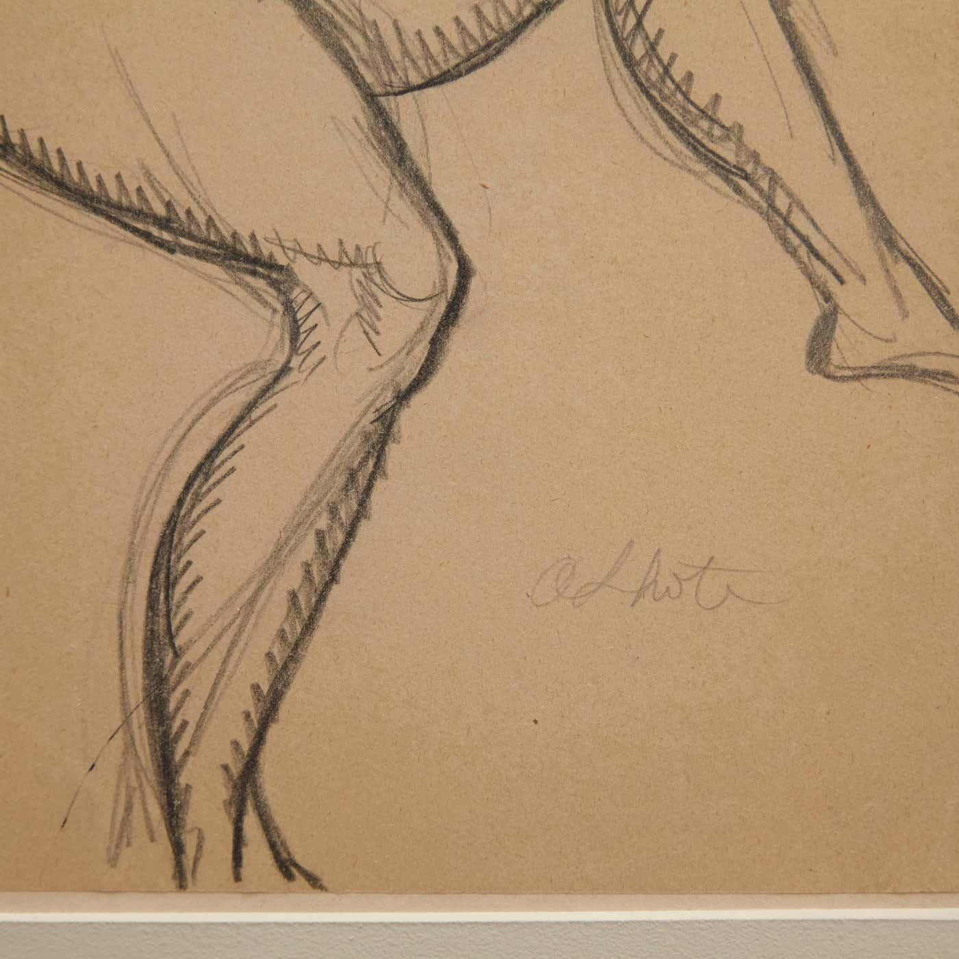 Andre Lhote Mid Century Modern 1920s Cubist Pencil Drawing - Encadré en vente 1