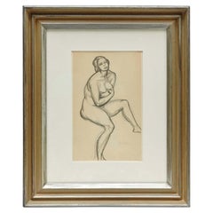 Andre Lhote Mid Century Modern 1920s Cubist Pencil Drawing - Framed