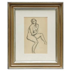 Andre Lhote Mid Century Modern 1920s Cubist Pencil Drawing - Framed 