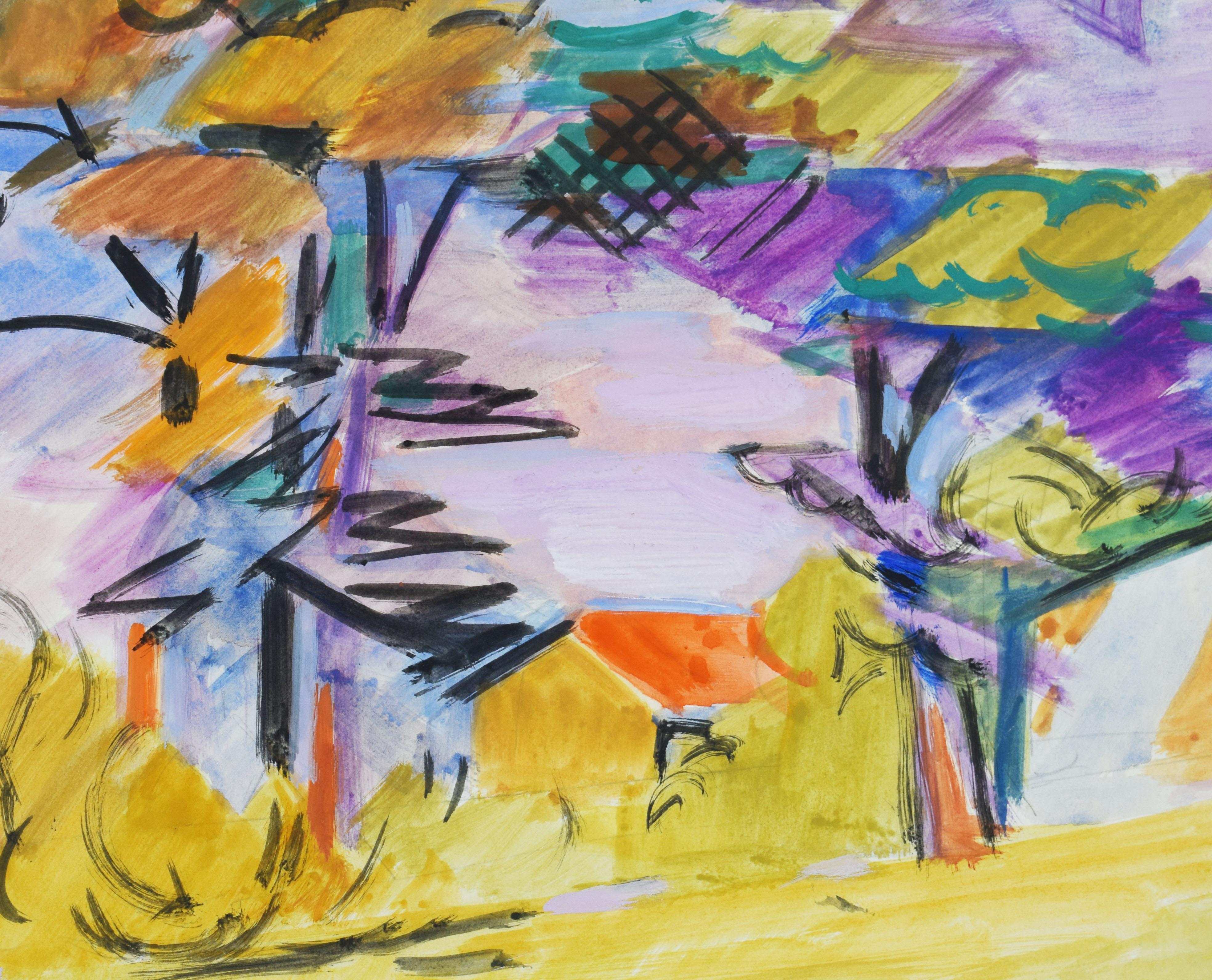 Landscape in Provence - Provence Landscape French Cubism - Beige Landscape Painting by André Lhote