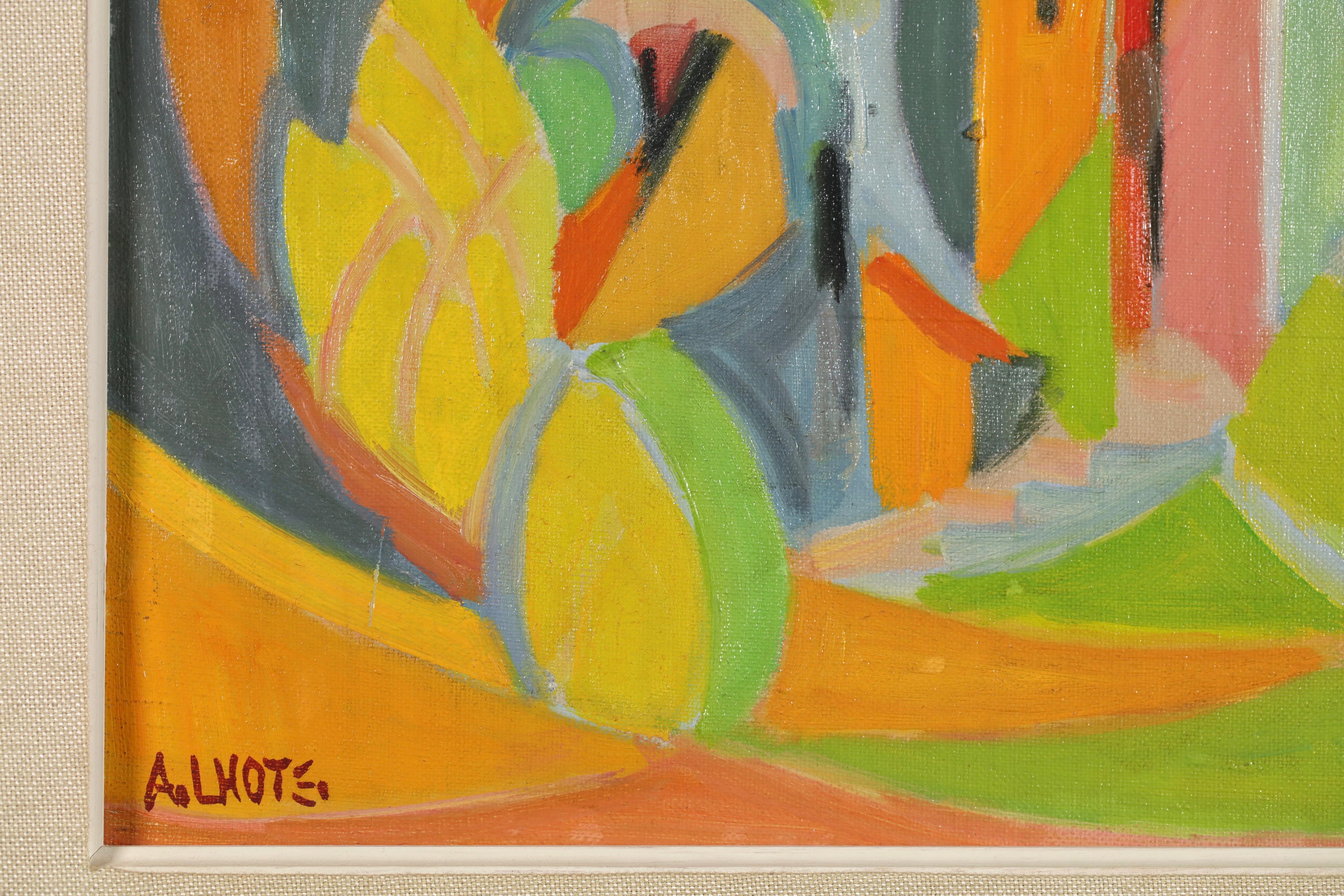 Le Moulin - La Cadiere-d'Azur - Paysage cubiste - Peinture à l'huile d'Andre Lhote - Marron Landscape Painting par André Lhote