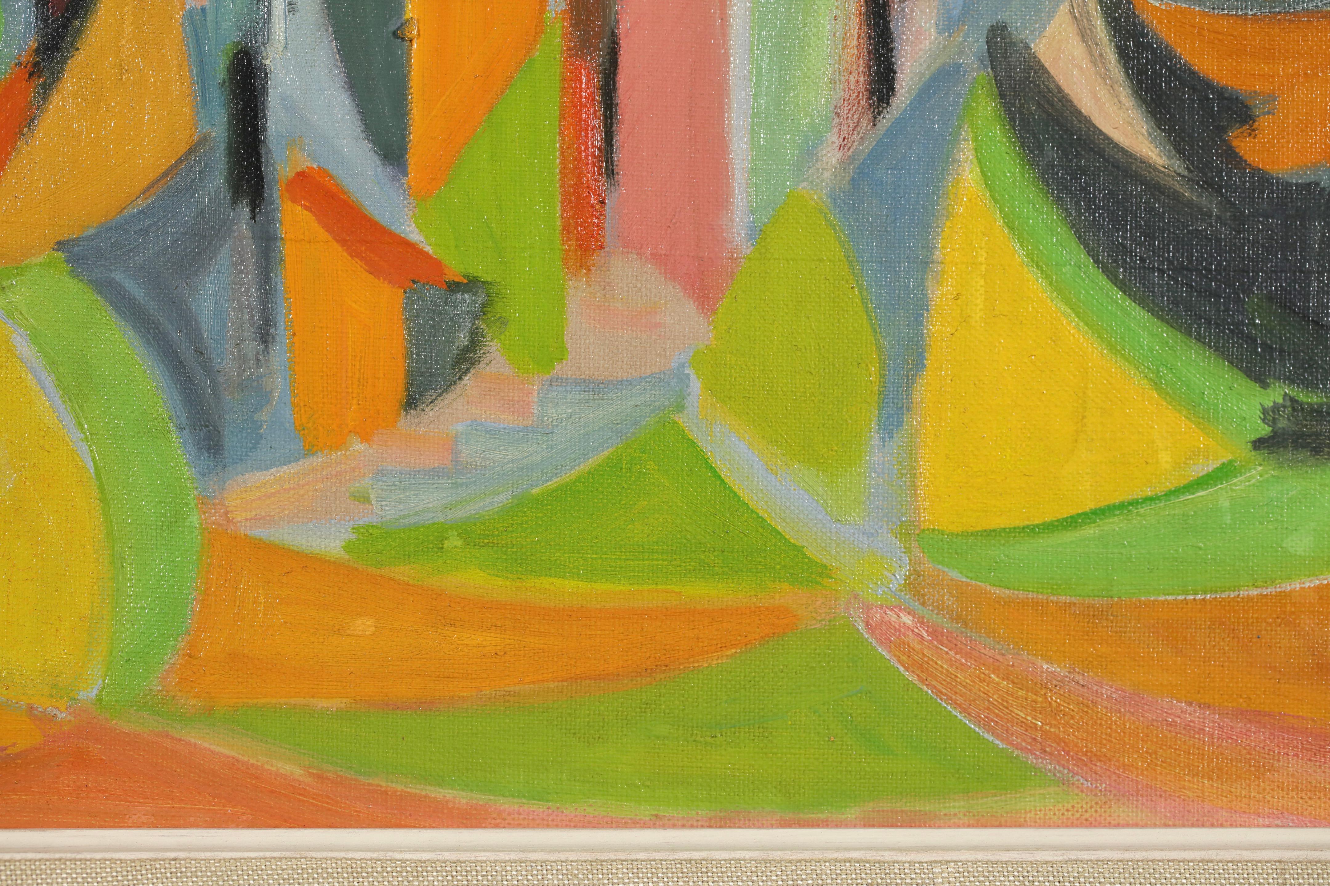 Paysage signé à l'huile sur toile vers 1948 par le peintre cubiste français André Lhote. Le vieux moulin représenté dans le présent ouvrage est situé dans la pinède de La Cadière-d'Azur, en région Provence-Alpes-Côte d'Azur, où André Lhote a acquis