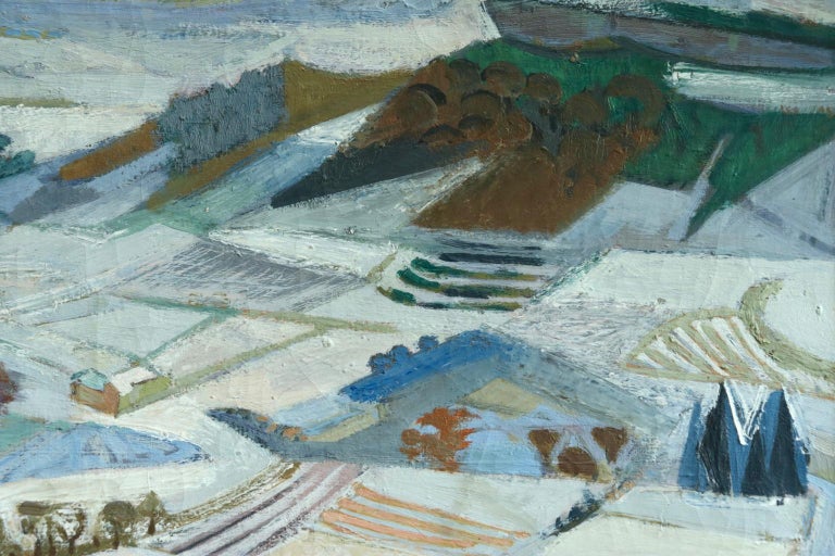 Neige a Gordes - 20th Century Cubist Oil, Snowy Winter Landscape by Andre Lhote - Painting by André Lhote