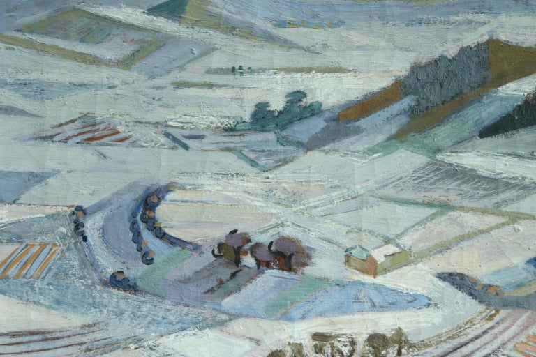 Neige a Gordes - 20th Century Cubist Oil, Snowy Winter Landscape by Andre Lhote - Gray Landscape Painting by André Lhote