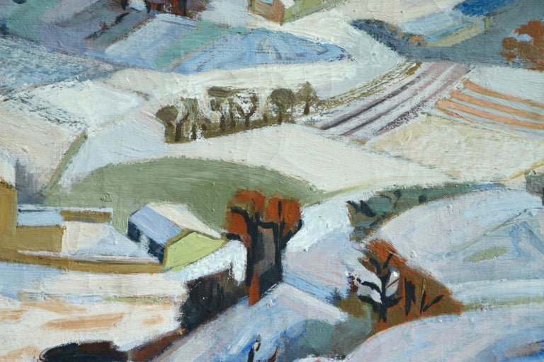 Neige a Gordes - 20th Century Cubist Oil, Snowy Winter Landscape by Andre Lhote For Sale 1