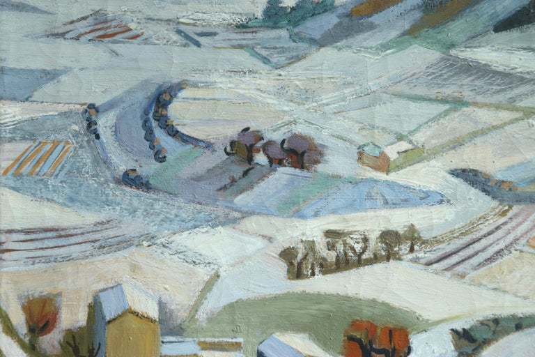 Neige a Gordes - 20th Century Cubist Oil, Snowy Winter Landscape by Andre Lhote For Sale 2