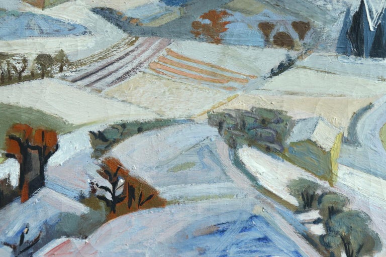 Neige a Gordes - 20th Century Cubist Oil, Snowy Winter Landscape by Andre Lhote For Sale 3