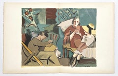 "Au jardin" original lithograph