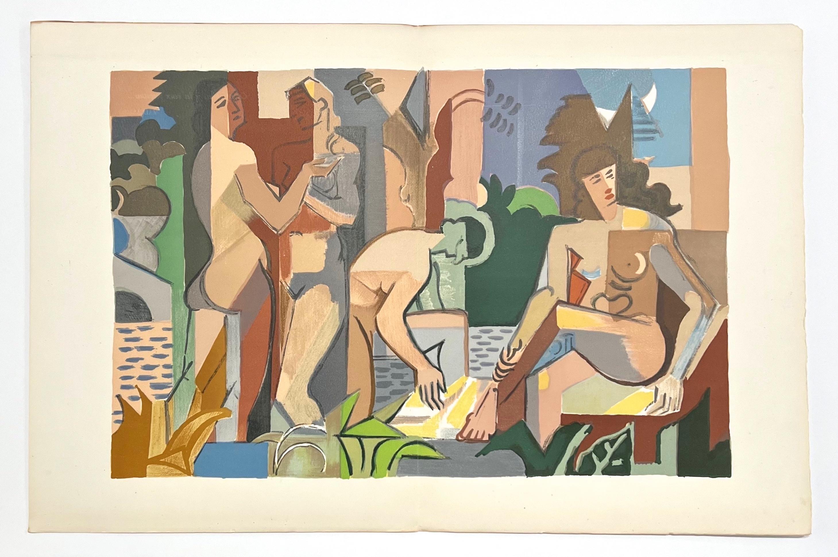 "Baigneuses - le parc" original lithograph - Print by André Lhote