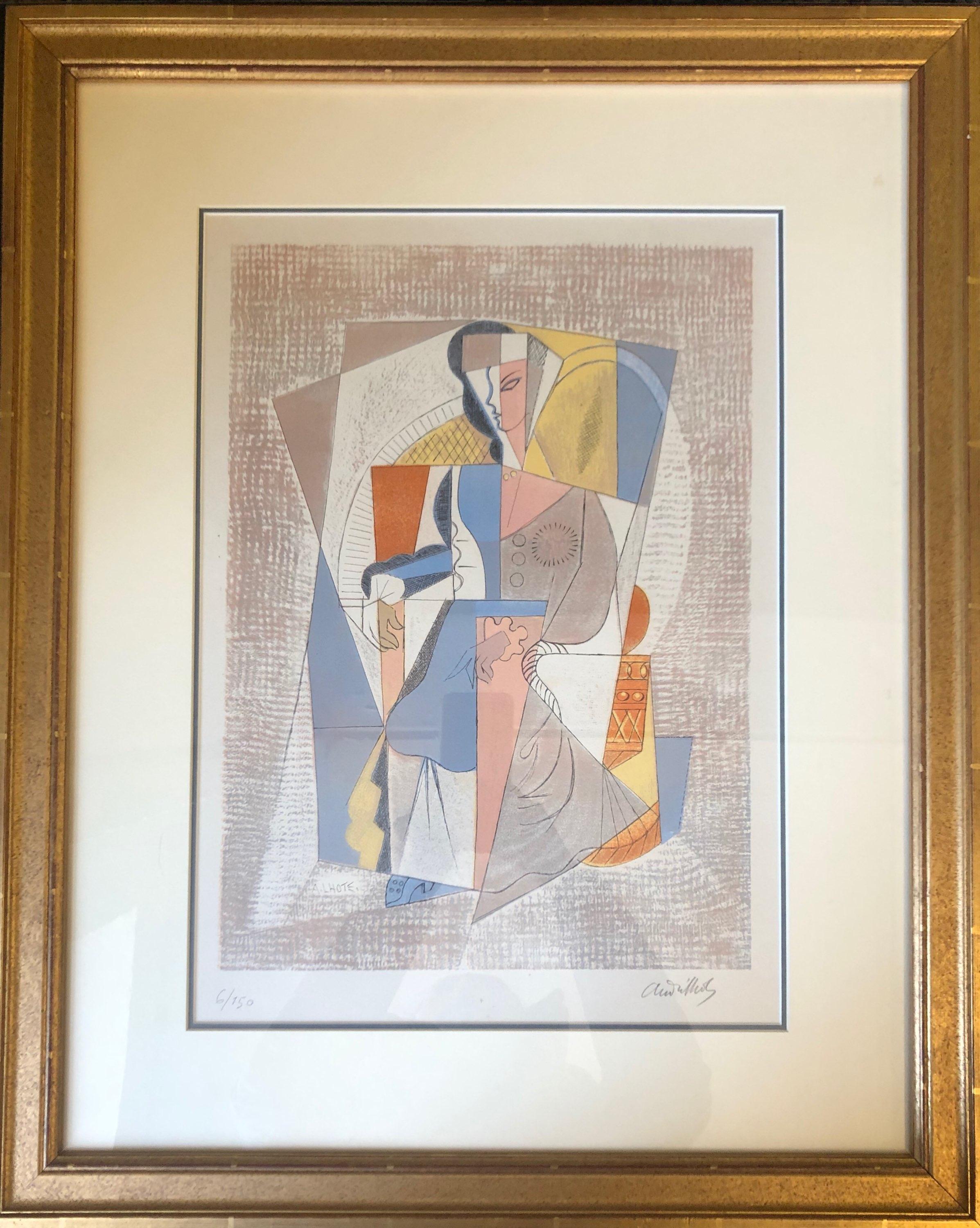 Femme Assise, Hand-Signed, Limited Edition Cubist Lithograph