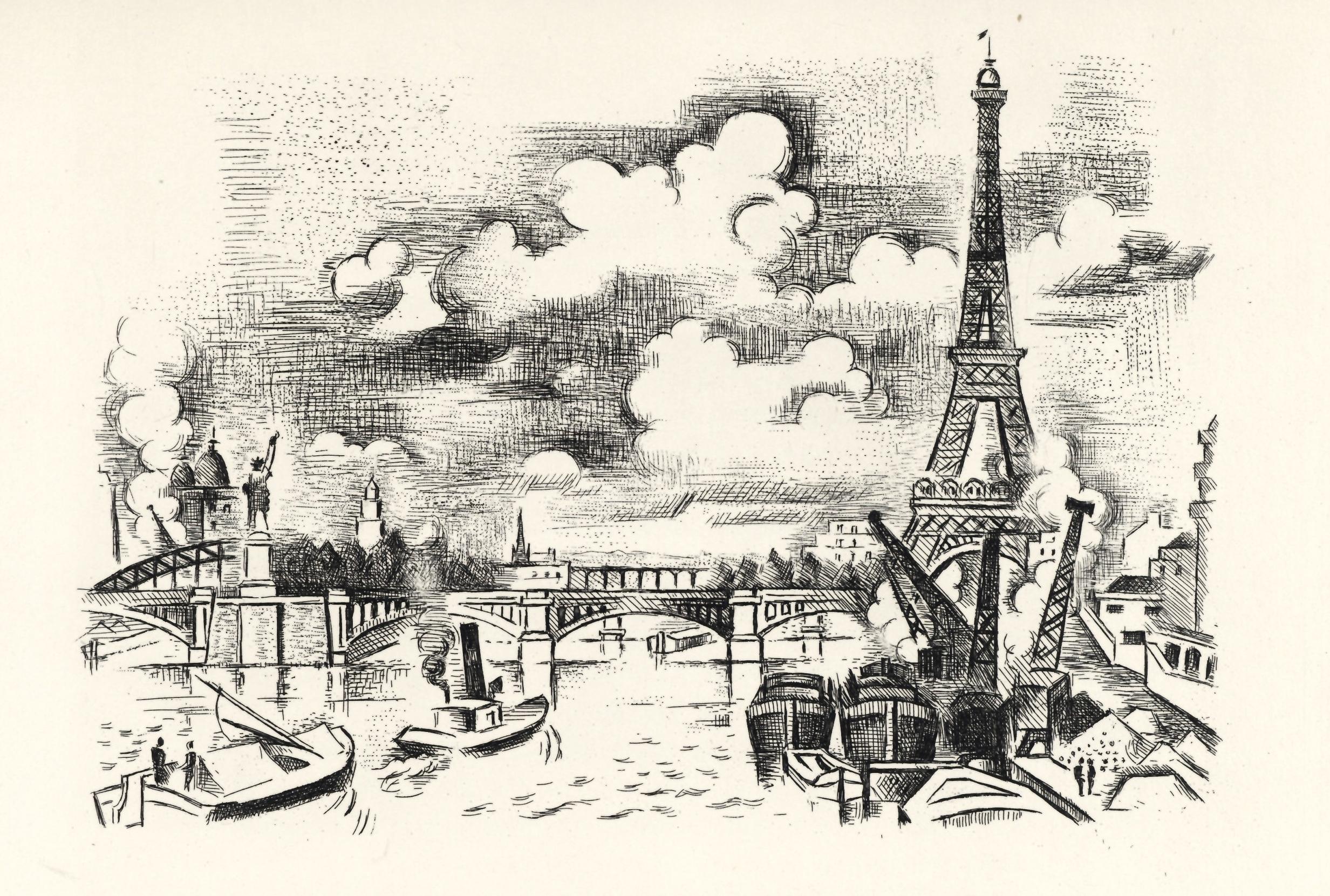 "Le Champ de Mars" original etching - Print by André Lhote