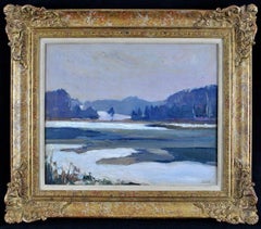 Winter Landscape - Early 20th Century Belgian Impressionist Oil Canvas Painting