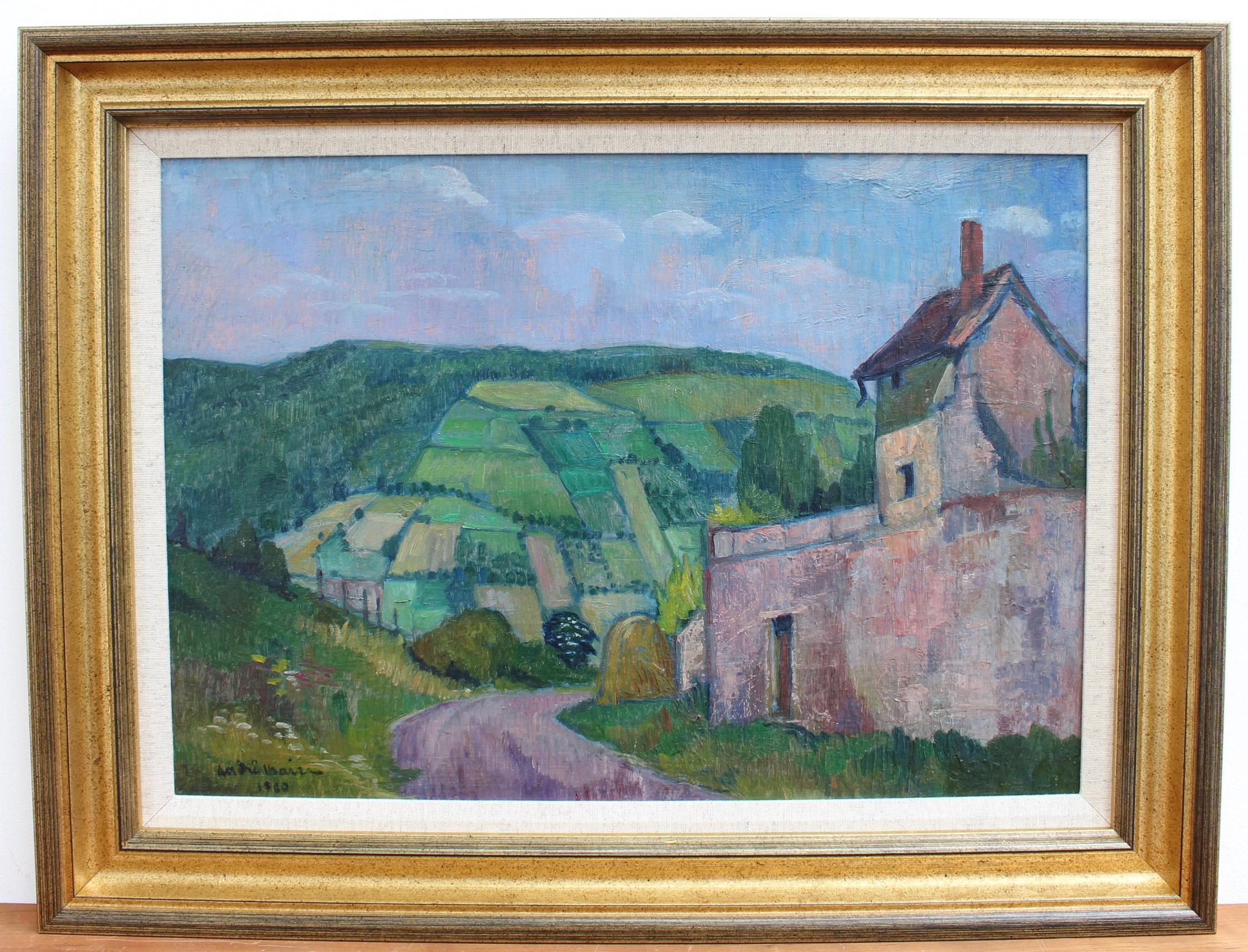 Paysage avec maison dans la Côte d'Or - Painting de André Maire